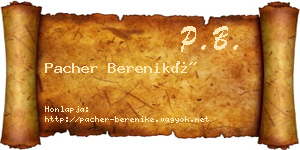 Pacher Bereniké névjegykártya